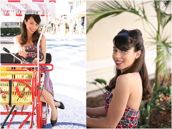 Stylish diptych portrait of a young female model posing outdoors - how to photograph people