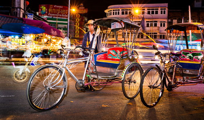 Motion blur of traffic around a saamlar driver at night 