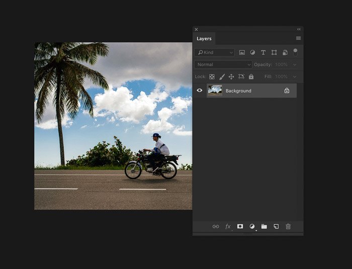 A screenshot showing how to add a layer in Photoshop - open a photo