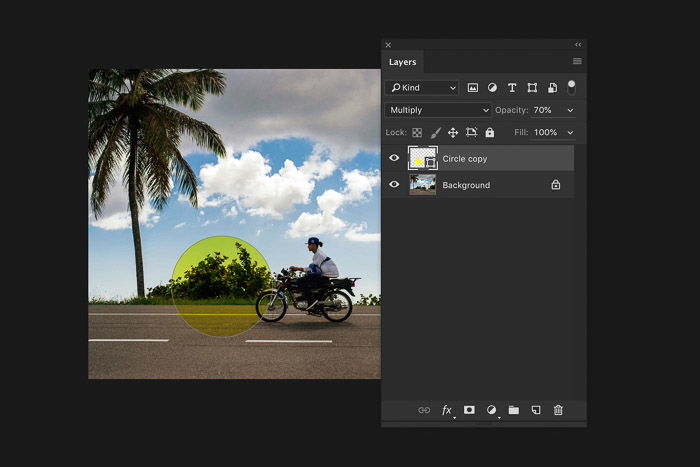 A screenshot of using the Photoshop layers panel