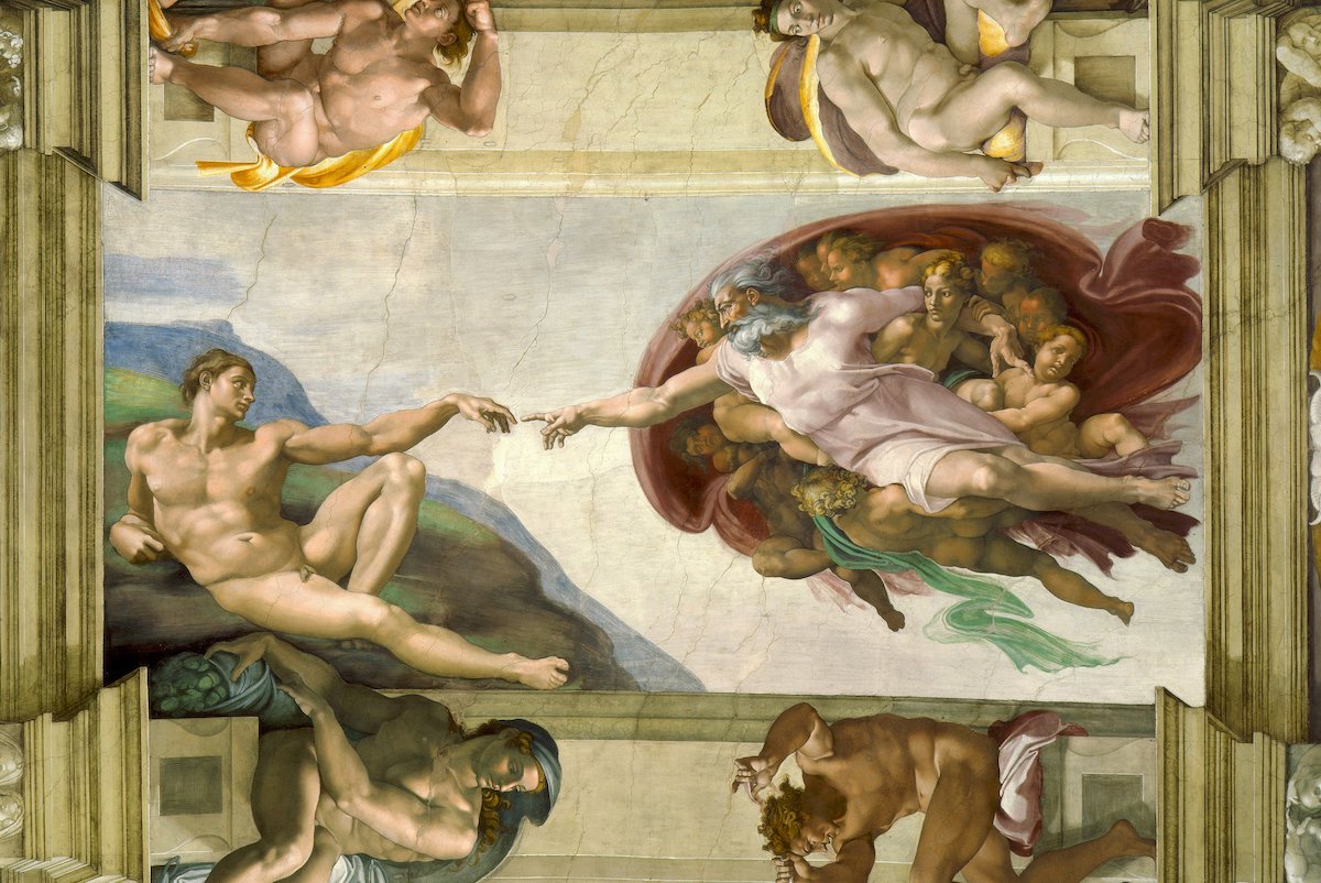 Detail of Michelangelo's Creation of God showing the principles of art