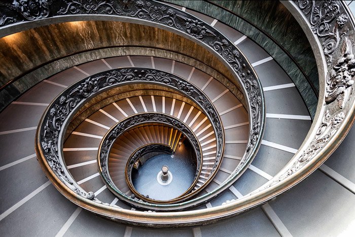 The Vatican museum staircase - best Rome photography spots