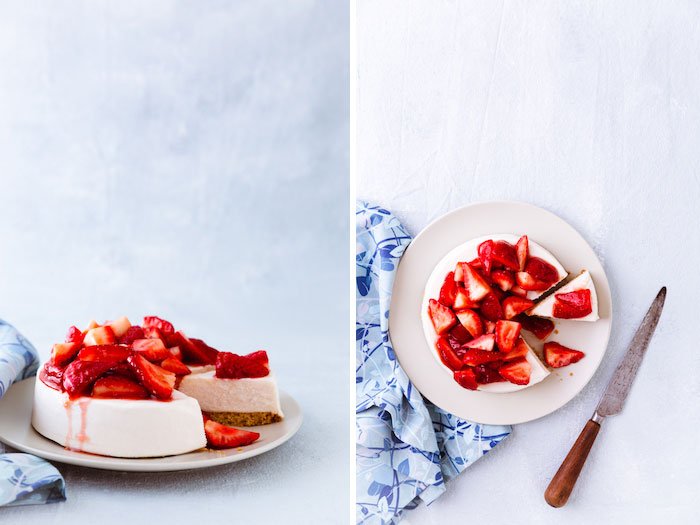 Bright and airy cake photo diptych