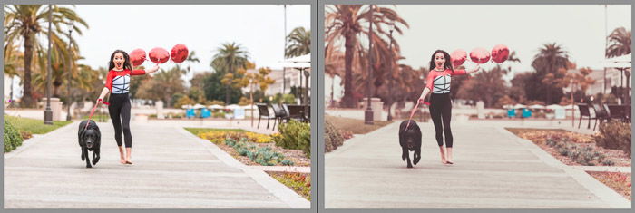 Left is a moderate edit with basic adjustments. Right is very stylized and will not apply to many types of photos. Edit Instagram photos in Lightroom