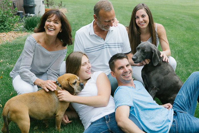 A large group posing for a family portrait outdoors 