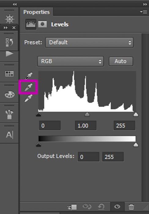 A screenshot showing how to do color correction in Photoshop with a grey card