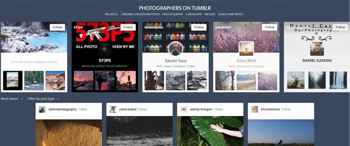A screenshot of Tumblr homepage 