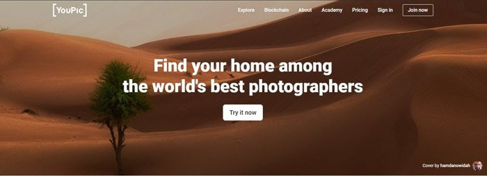 A screenshot of Youpic social media site for photographers