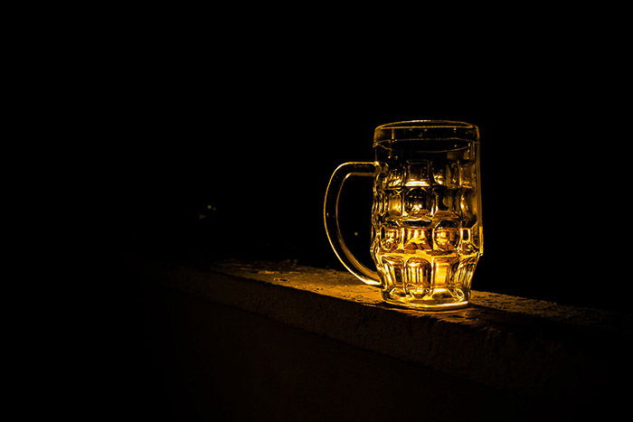 Beer photography shot against black background