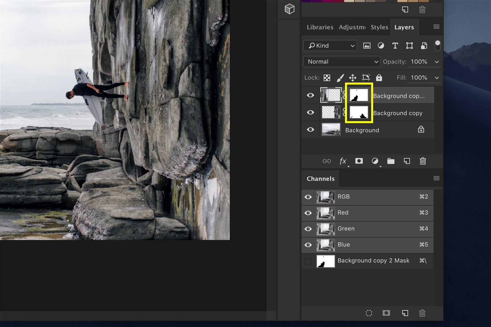 A screenshot showing how to Do a Bend and Warp Trick in Photoshop