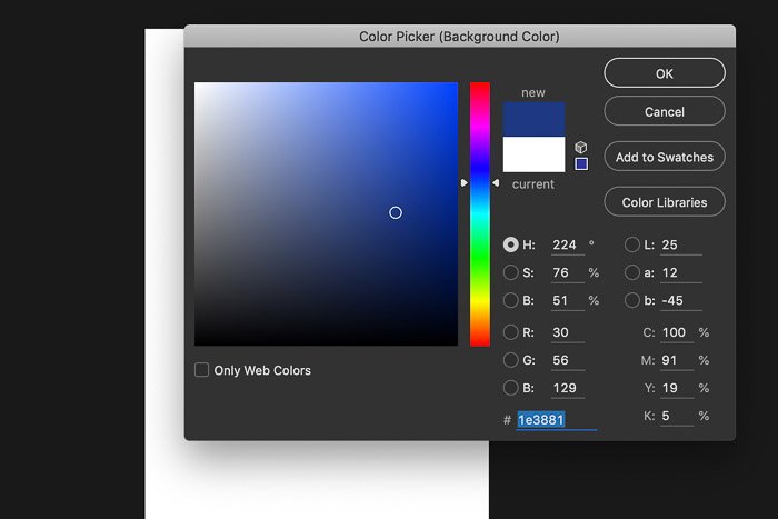 A screenshot showing how to create a Digital background in Photoshop - color picker photoshop
