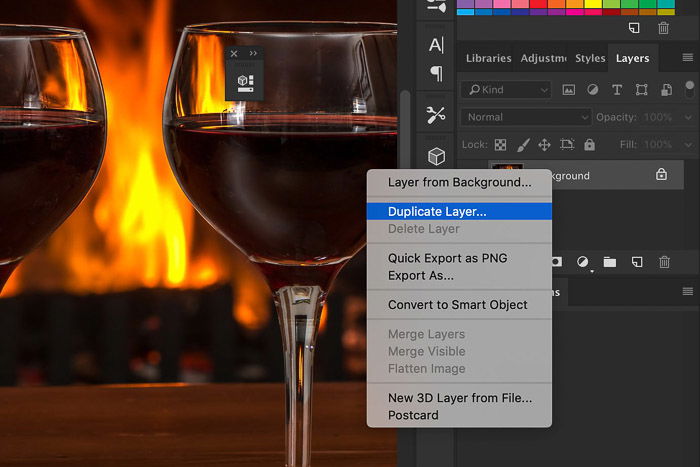 A screenshot of how to duplicate a layer in Photoshop