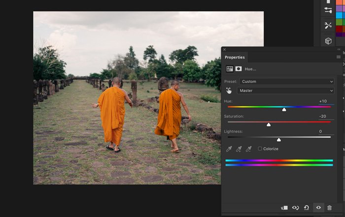 A screenshot showing how to replace color in photoshop - hue/saturation