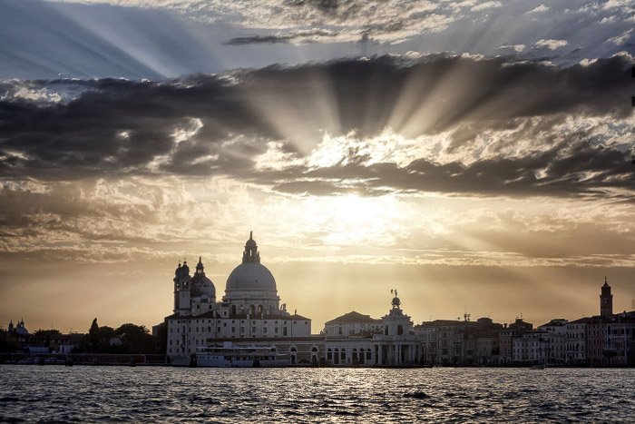 The sunset looking back onto Venice from San Giorgio Maggiore.