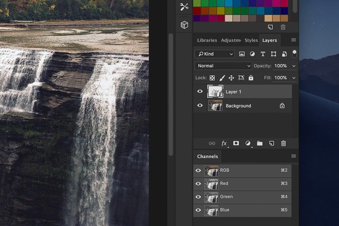 How to add waterfall effect in Photoshop - Copy the Selection to a New Layer