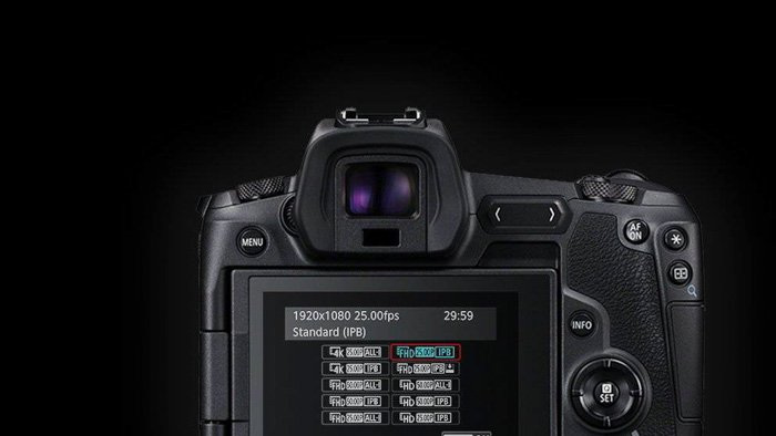 Canon EOS R with video options on the back display