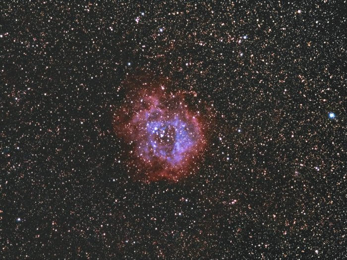 The Rosette nebula. Olympus OM-D EM-5 Mk ii with 40 yo Olympus Zuiko OM 200 f/4 (EFL 400mm) on Star Adventurer.