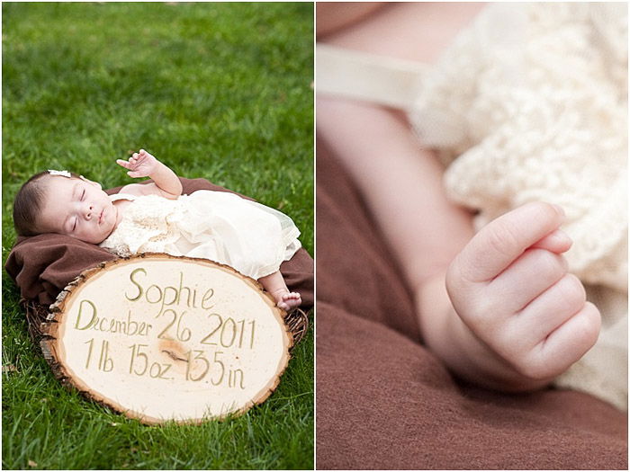 Sweet diptych portrait of a newborn baby