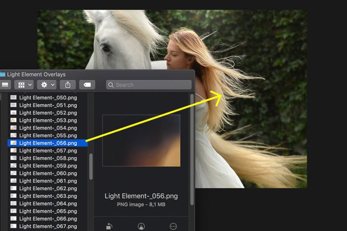 A screenshot of how to use Photoshop overlays