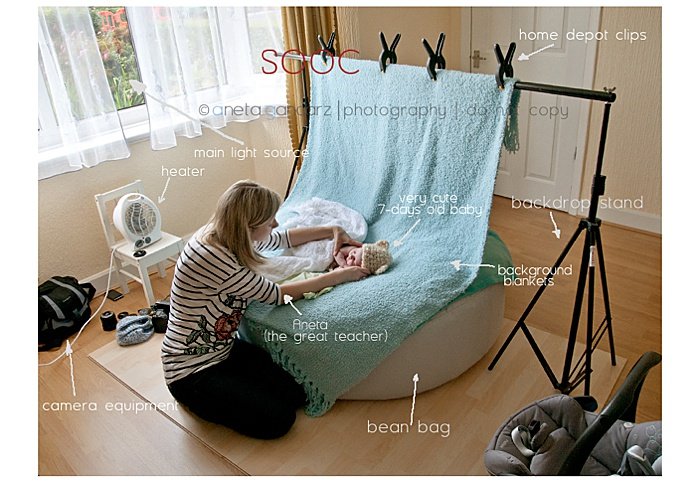 Photographer Aneta Gancarz shows the setup for a newborn session.