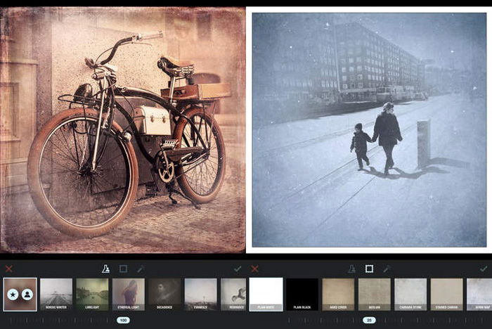 A screenshot of the Formulas app for adding textures to photos