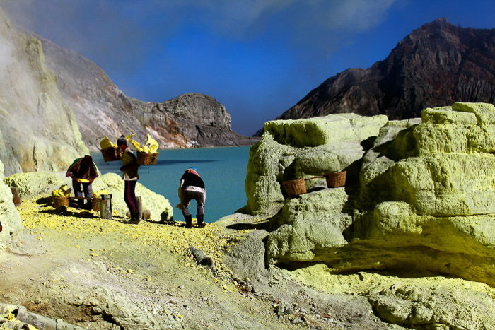 Kawah Ijen volcano in Indonesia. -volcano and lava photography