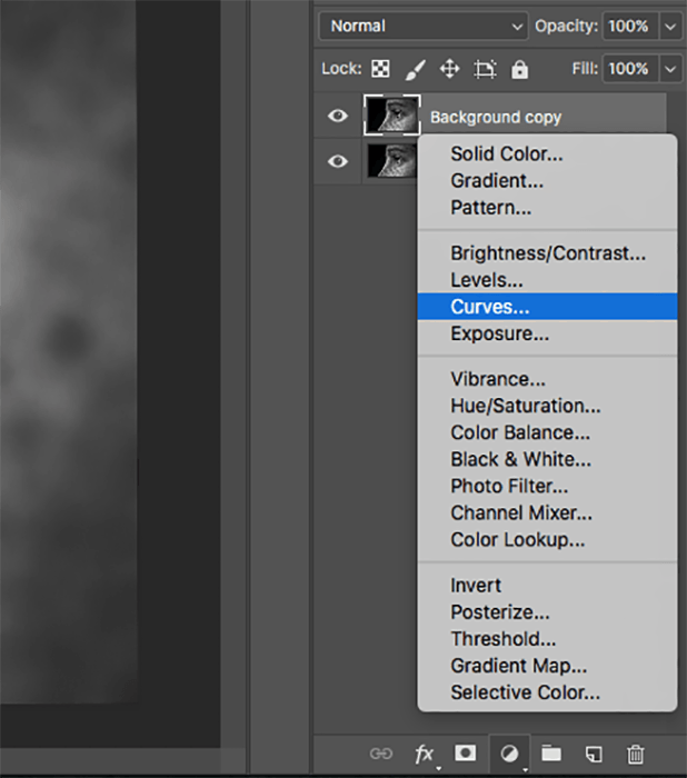 A screenshot showing how to colorize black and white photos in Photoshop - curves