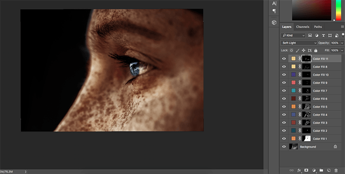 A screenshot showing how to colorize black and white photos in Photoshop - colors
