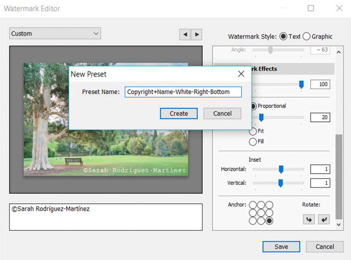 a screenshot showing how to add a watermark in lightroom