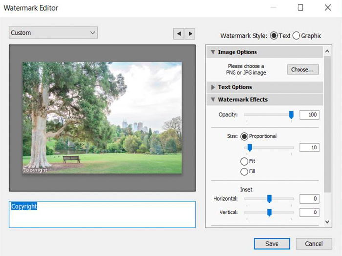 a screenshot of how to add lightroom watermark before exporting