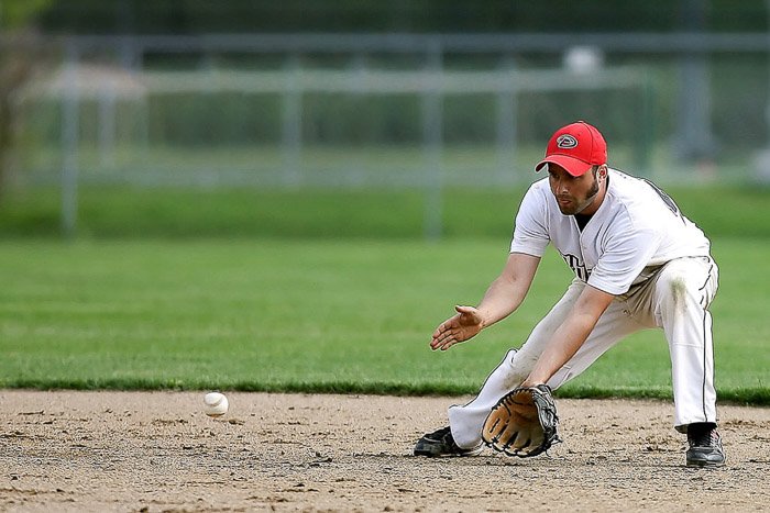 A baseball photography shot of a player during a game