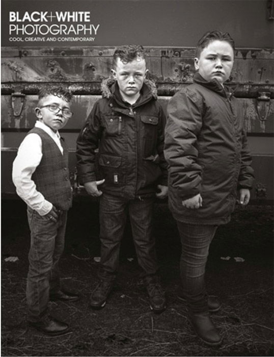 Portrait of three boys for the cover of Black+White Photography, one of the magazines looking for photo submissions