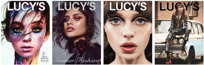 Four covers of Lucy's magazine for photography submissions 