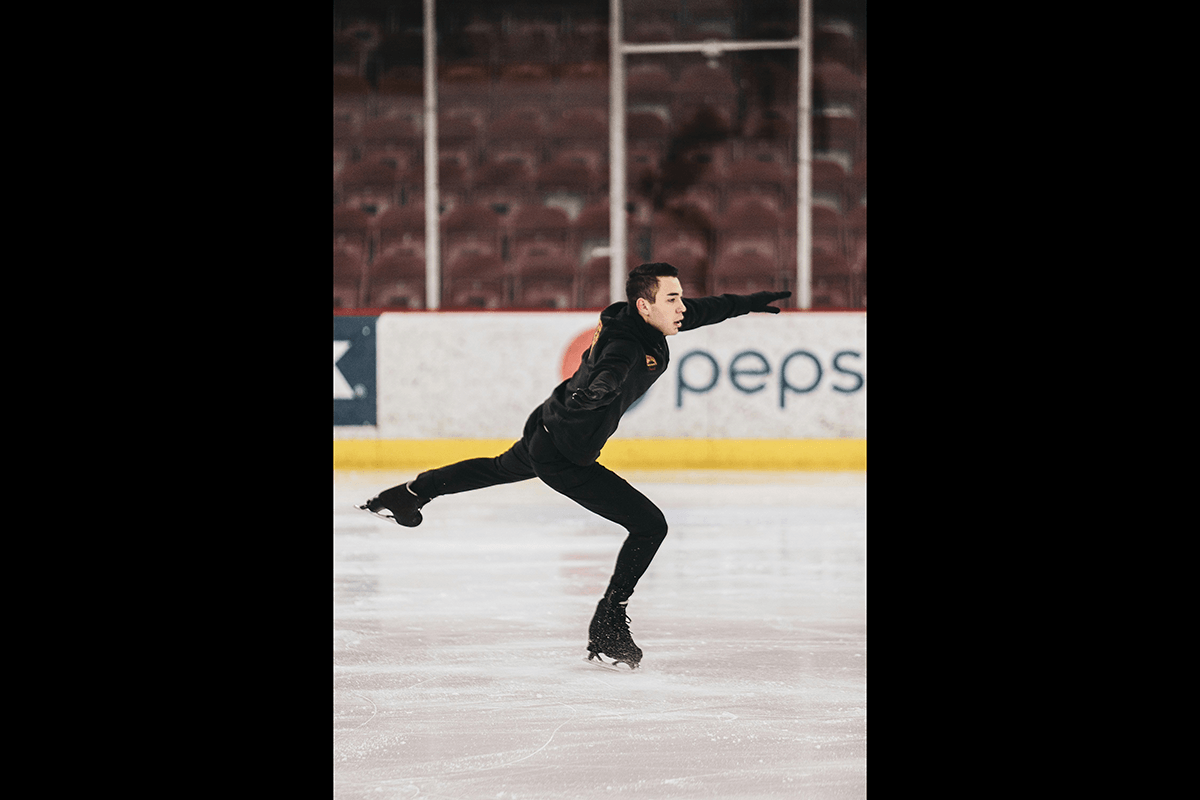 A skater preparing to jump as an example of figure skating photography