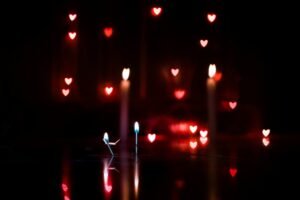 Heart bokeh shot with candles