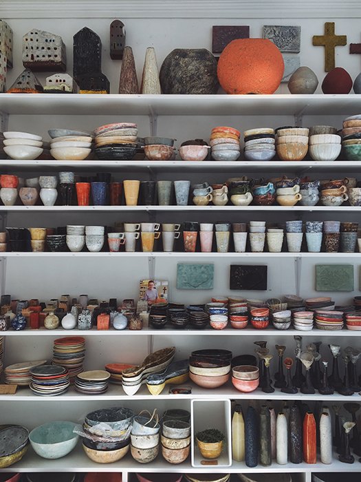 Shelves filled with local Icelandic arts and crafts