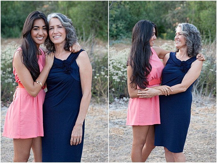 A diptych portrait of a mother and daughter posing outdoors - mother daughter photoshoot