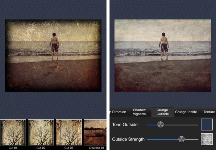 A screenshot of the modern grunge app for adding textures to photos 