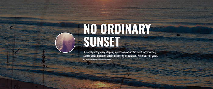 A screenshot from No Ordinary Sunset Tumblr photography blog