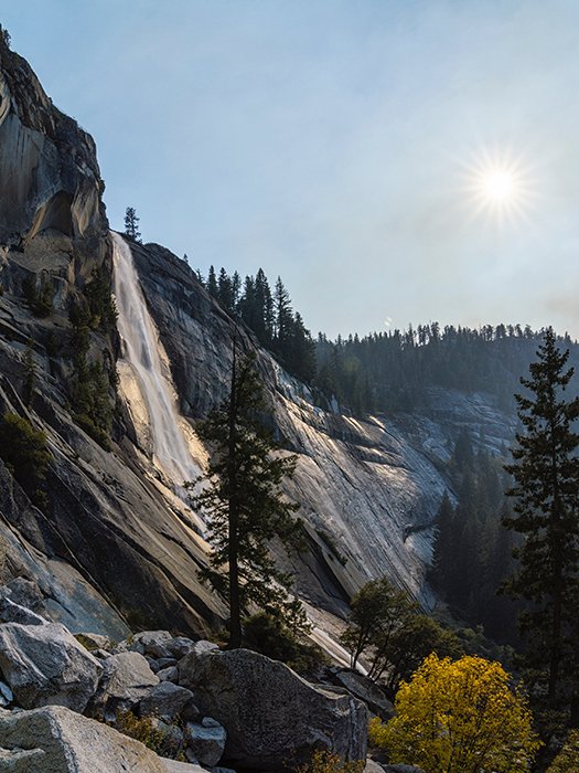 Stunning view of nevada falls taken from the mist trail in yosemite park