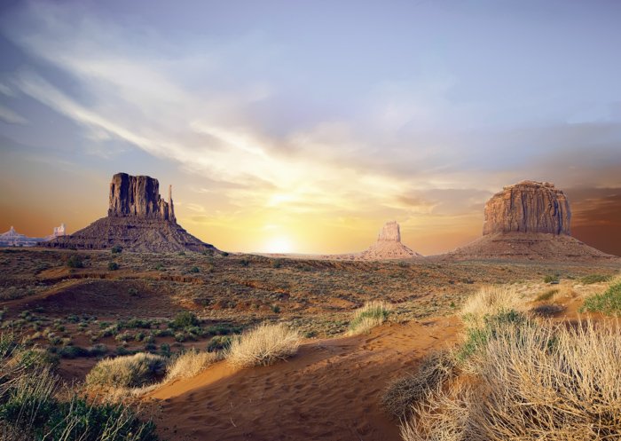 HDR image of a beautiful desert landscape at sunset enhanced using hdr software
