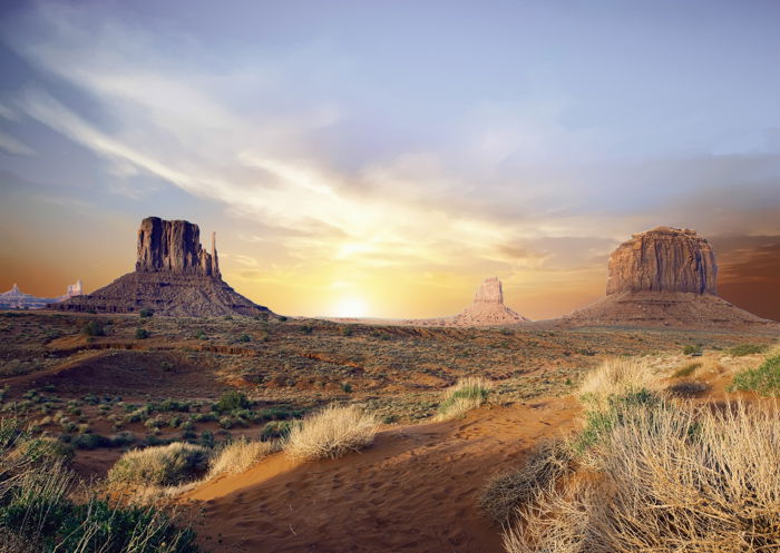 HDR image of a beautiful desert landscape at sunset enhanced using hdr software