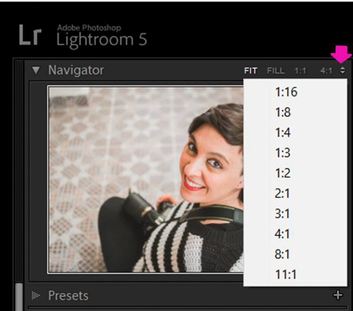 A screenshot showing how to whiten eyes and teeth in Lightroom - navigator