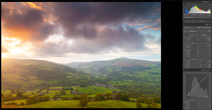 A screenshot showing how to edit landscape photos in Lightroom