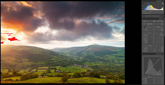 A screenshot showing how to edit landscape photos in Lightroom