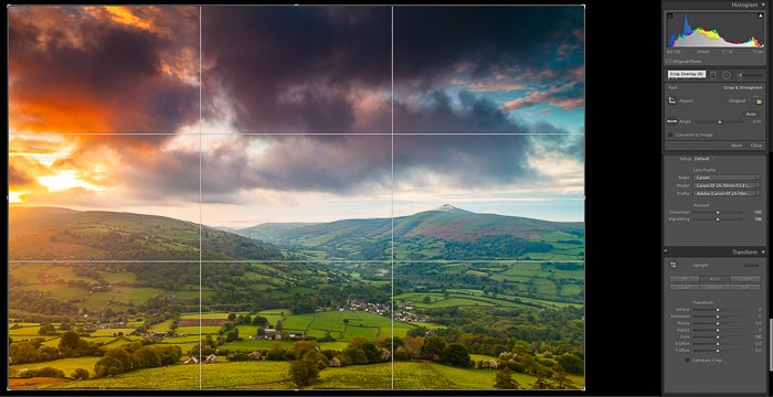 A screenshot showing how to edit landscape photos in Lightroom