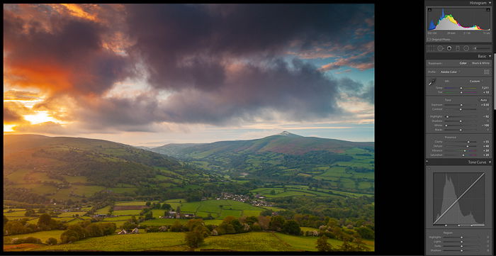 A screenshot showing how to edit landscape photos in Lightroom