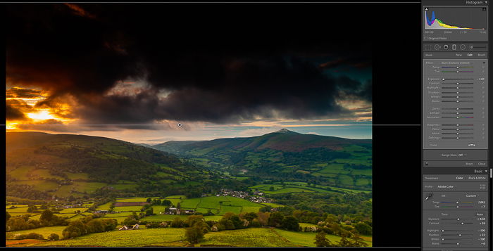 A screenshot showing how to edit landscape photos in Lightroom