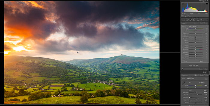 A screenshot showing how to edit landscape photos in Lightroom