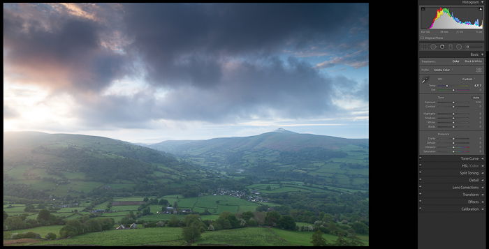 A screenshot showing how to edit landscape photos in Lightroom